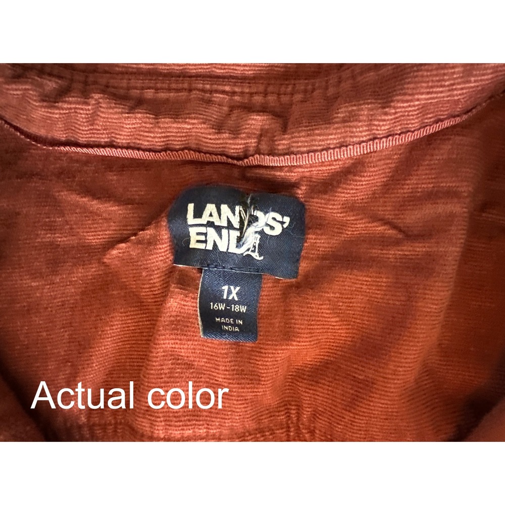 Lands End Corduroy Button Down Shirt Plus SizeDress 1X teacher grandmacore